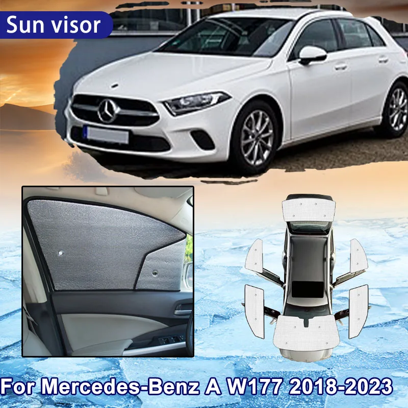 Car Sun Shade For Mercedes~Benz A W177 V177 Z177 ~ Car Full 6X Coverage Sunshade Windshield Side Window Sunshade Cooling