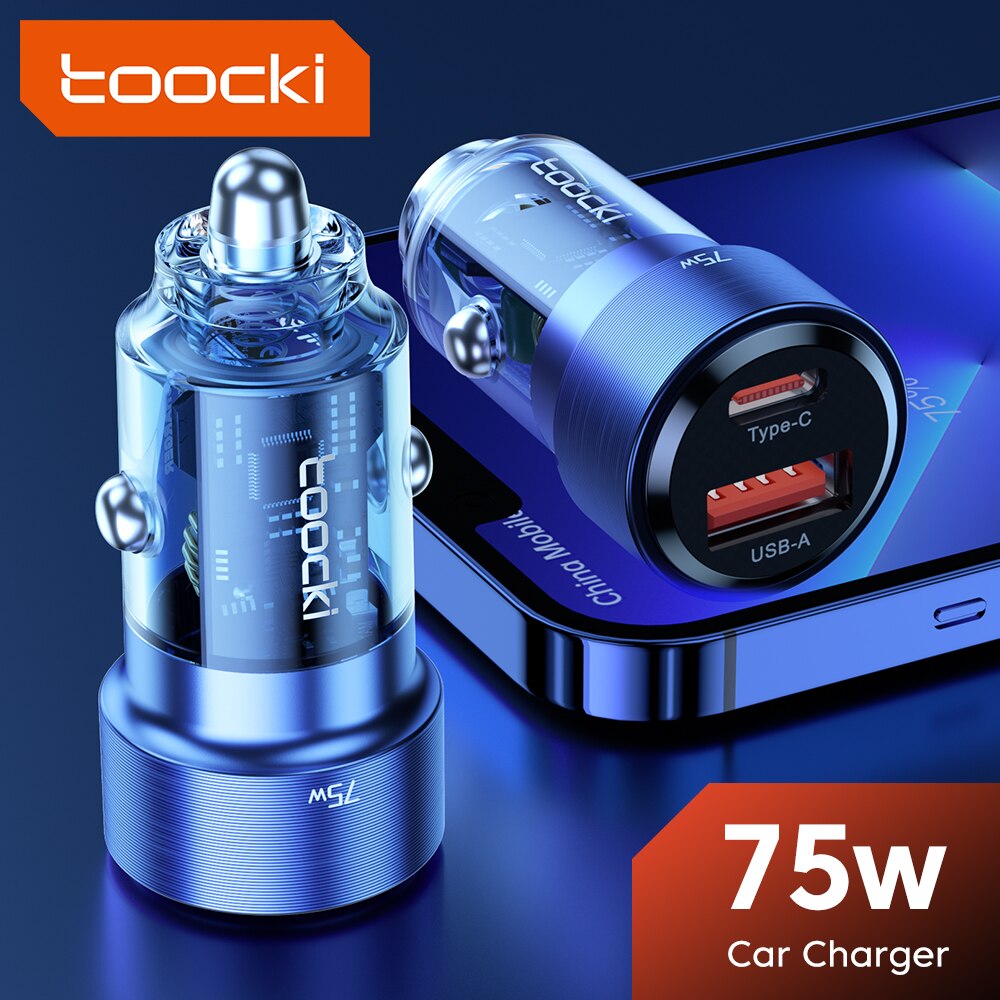  Toocki USB C 75W Car Quick Charger QC 4.0 PD 3.0 Type C 45W Fast Charging For iPhone 15 14 13 12 11 Pro Max Xiaomi Samsung Redmi 