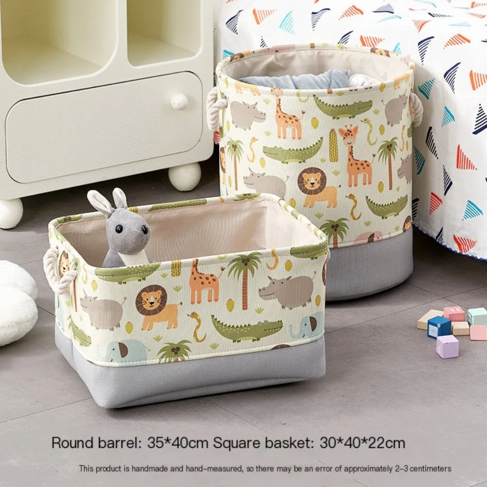 Toys Storage Basket Fabric Folding Large Capacity Storage Bags Cartoon Print Thickened Fabric Drawstring Clutter Storage Basket 4