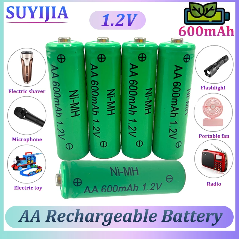 Nuova Batteria Ricaricabile Aa 1.2V Ni-Mh 600Mah Per Fotocamera Torcia Telecomando Lettore Mp3/Mp4 Rasoio Elettrico Batteria Di Ricambio