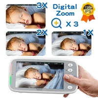 Moniteur vidéo pour bébé, 5 pouces, 720P, avec Zoom panoramique et inclinaison, caméra de Surveillance, interphone bidirectionnel, Vision nocturne automatique, écran IPS, pour bébé nounou 3