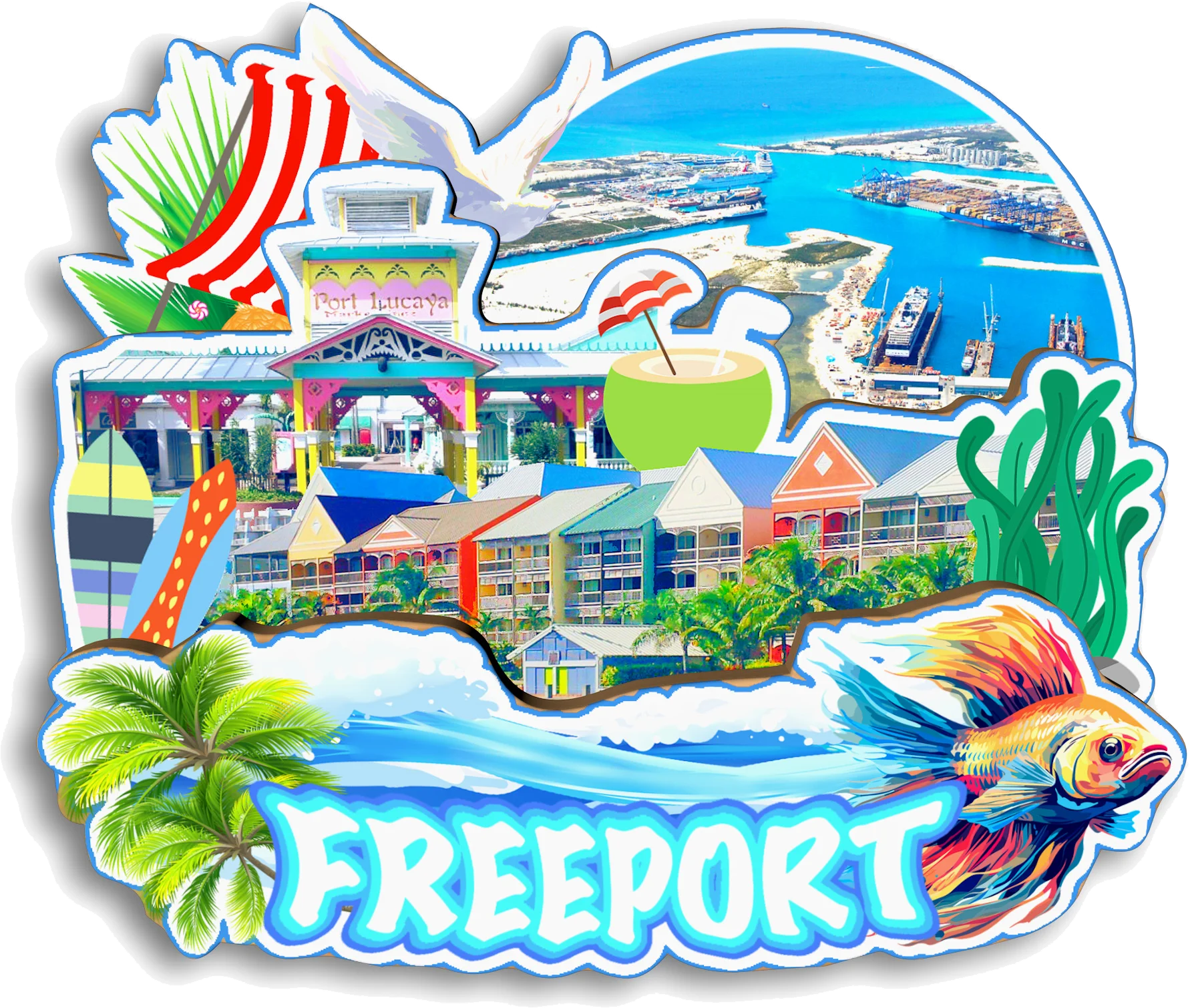 Nassau Freeport Grand Bahama Paradise Island New Providence Bahamas Fridge Magnet Travel Souvenir Gift Handmade Decorative