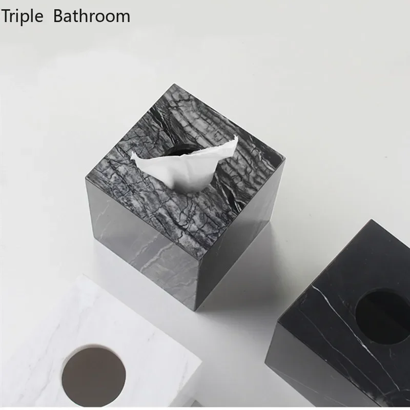 Boîte à Mouchoir Boîte De Rangement Domestique Marbre Rectangulaire En Cuir PU Cuir De Tissu De Tissu De Tissu De Boîtier De Couverture