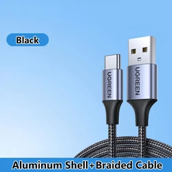 Ugreen Durable Braided USB A to USB C Charging & Data Cable - Multiple Lengths - 3m (Braided Black)