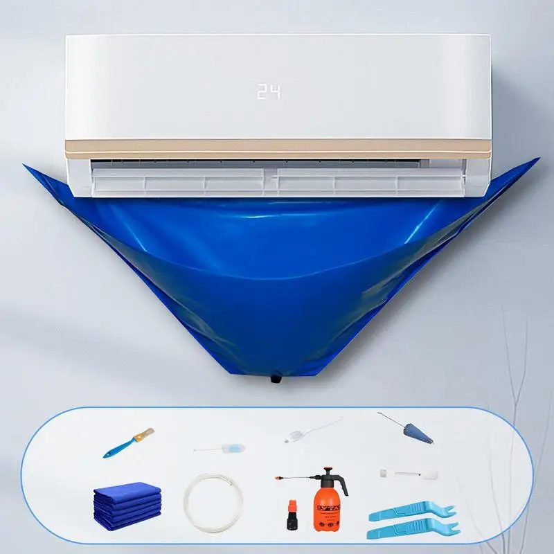 12pcs/set Air Conditioning Cleaning Cover Bag AC Unit Dust Washing Cover Set Waterproof Synthetic Fiber PVC Cover For Bedroom