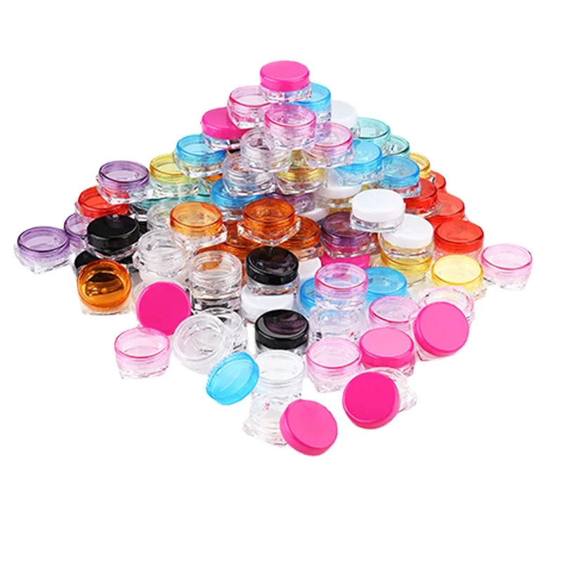 

100Pcs 3g/5g Plastic Square Empty Cream Pots Cosmetic Jars Travel Refillable Clear Makeup Containers Lip Balm Storage Bottles