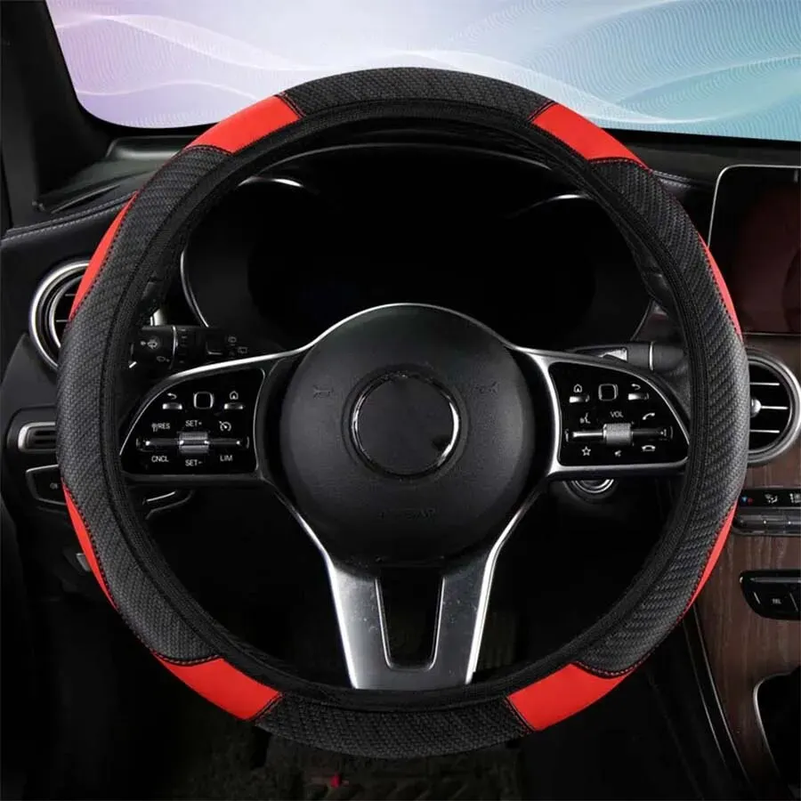 Steering Wheel Cover Non-inner-ring Automobile Steering Wheel Cover Leather Four Seasons for Spring Summer Autumn Winter for Men and Women