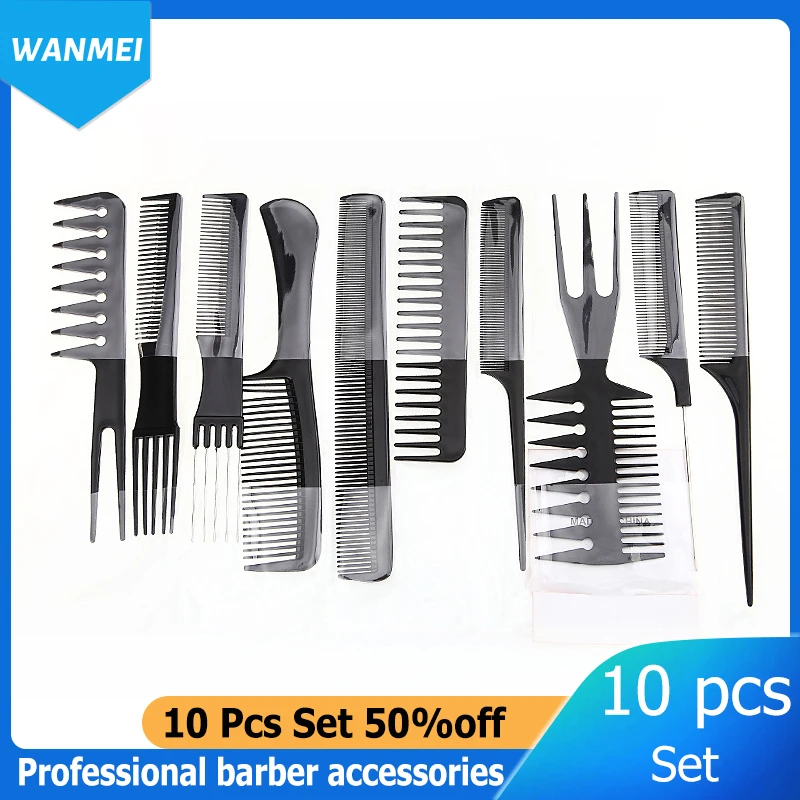 10pcs Set Professional Hairdresser Accessories Anti-static Hairdressing Combs Man Styling Design Salon Hairdressing Products product design styling