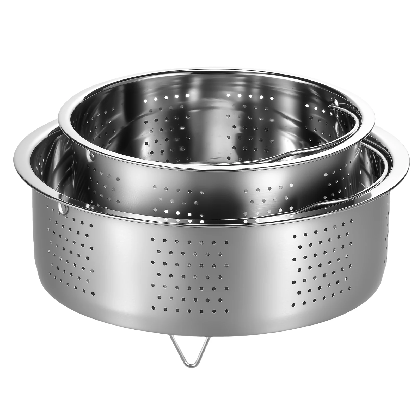 2Pcs Steamer Basket 304 Stainless Steel Vegetable Steamer Basket with Handle and Legs Effective Heating Food Pot Steaming steamer basket
