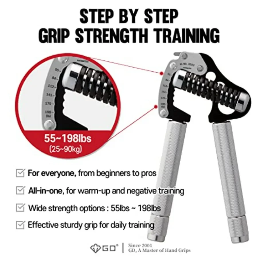 Grip Strength Trainer Adjustable Hand Gripper Strengthener Hand Grip Exerciser Wrist Strengtheners Silent & Durable – Forearm, F
