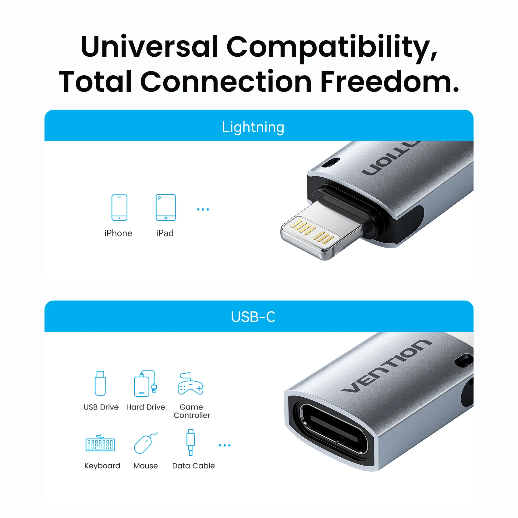 Vention USB-C to Lightning OTG Adapter Converter