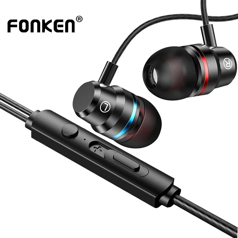 FONKEN 3.5mm Inear Earphone Wired Control Earbud With Mic Gaming Headset For Xiaomi Smart Phone Earphone Sport Music headset