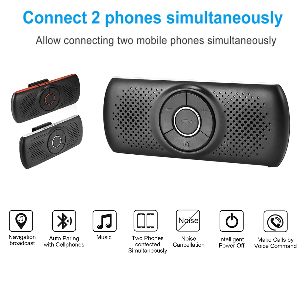 2024 Nuovo Kit Per Auto Bluetooth Wireless Set Vivavoce Vivavoce Multipoint Parasole Altoparlante Per Smartphone Telefono Dropshipping