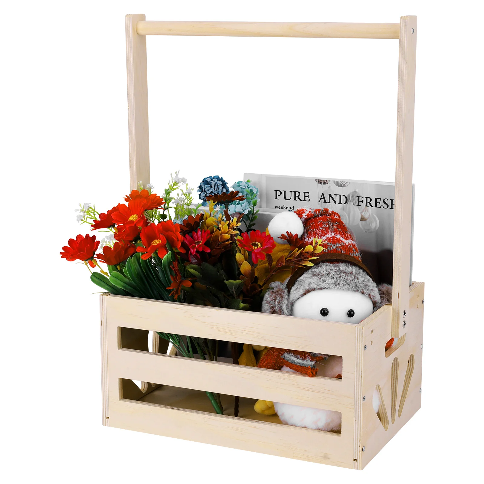 Wooden Baby Shower Gift Basket with Handle 4