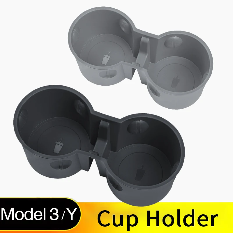 

For Tesla Model Y 3 Highland 2024 Water Cup Holder Insert Center Console Organizer TPE Storage Box 2023 2022 2021 Accessories