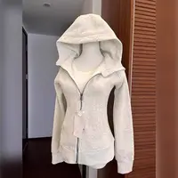 Streetwear noir manteau à capuche 2025 vêtements pour femmes à capuche fermeture éclair coupe ajustée Y2k vestes décontracté mode sweats hauts Ropa Mujer 4