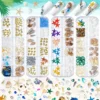 12 Grids Sea Ocean Nail Charms Blue Aurora Shell Moon Star Heart Starfish Pearl Flake Slice Summer Jewelry 3D Kawaii Decoration 1