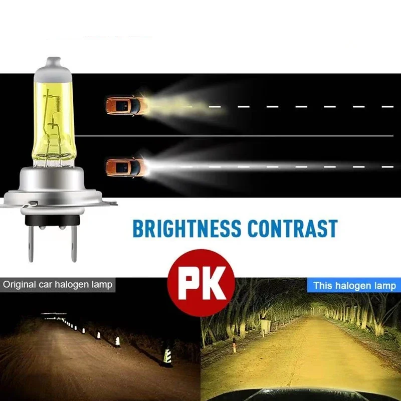 2개입 H4 헤드램프 3000K 12V55W H1 H7 H10 H11 9003 슈퍼 옐로우 할로겐 램프 업그레이드 방수 안개등 H3 자동차 전구