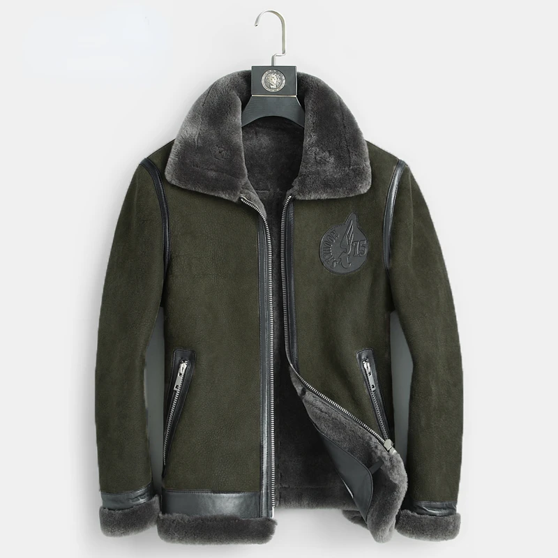 

Winter Genuine Leather Jacket Men Sheepskin Fur In One Mens Coats Short Motorcycle Leather Jacket Bomber Jacket Chaquetas Zm564