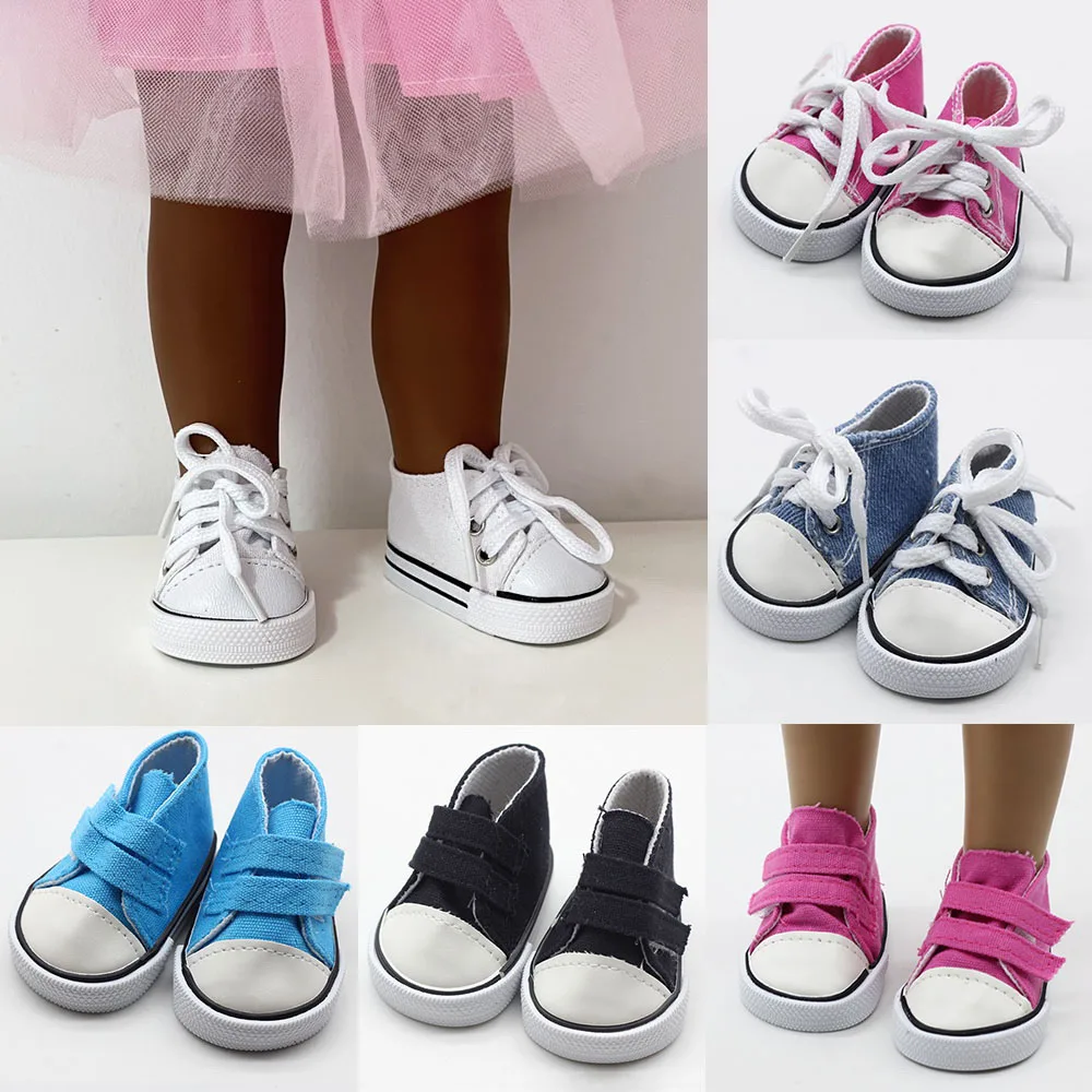 43CM Born Baby Doll Shoes White Black Green Pink Red Fashions Lace Up Sneaker Shoes for 18 Inch Girl Dolls Doll Accessories