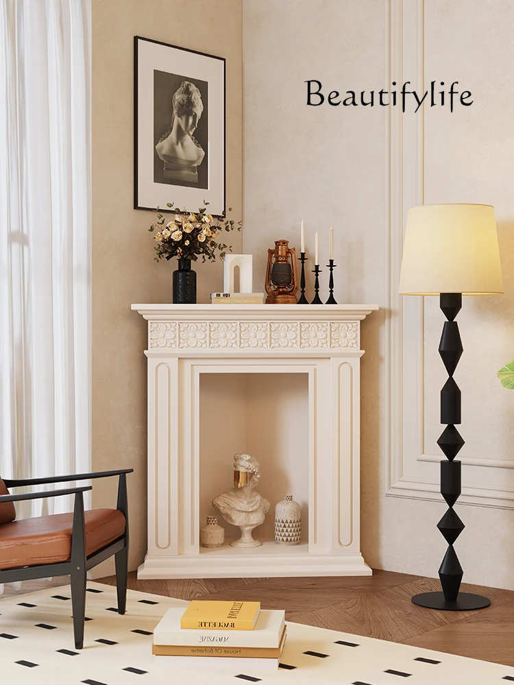 

French Cream Style Solid Wood Home Fireplace Curio Cabinet