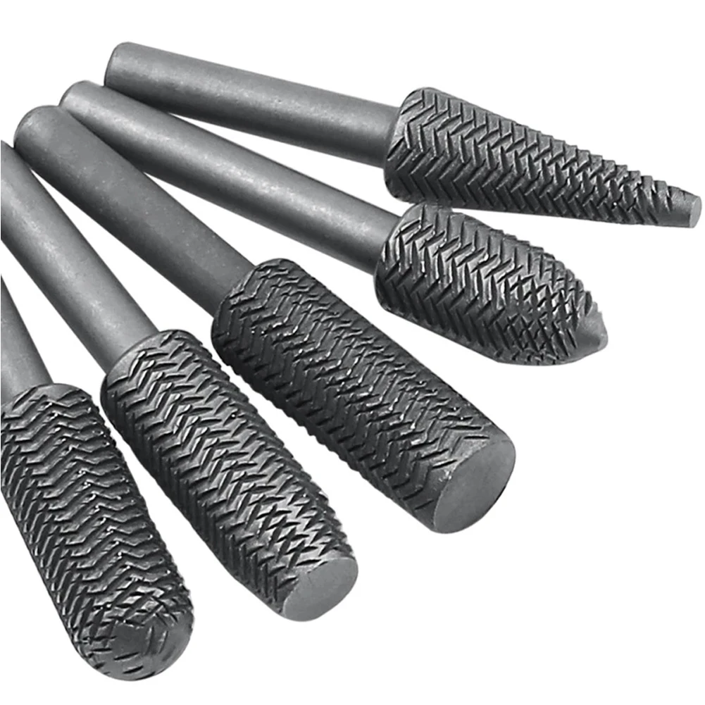 5-teiliges Rotationsstahlfeilen-Set, Bohrer, Grate, Metall, Schleifen, Rillen, Schleifen, Gravieren, Fräsen, Polieren, Werkzeug, 6 mm runder Schaft – Detail 1