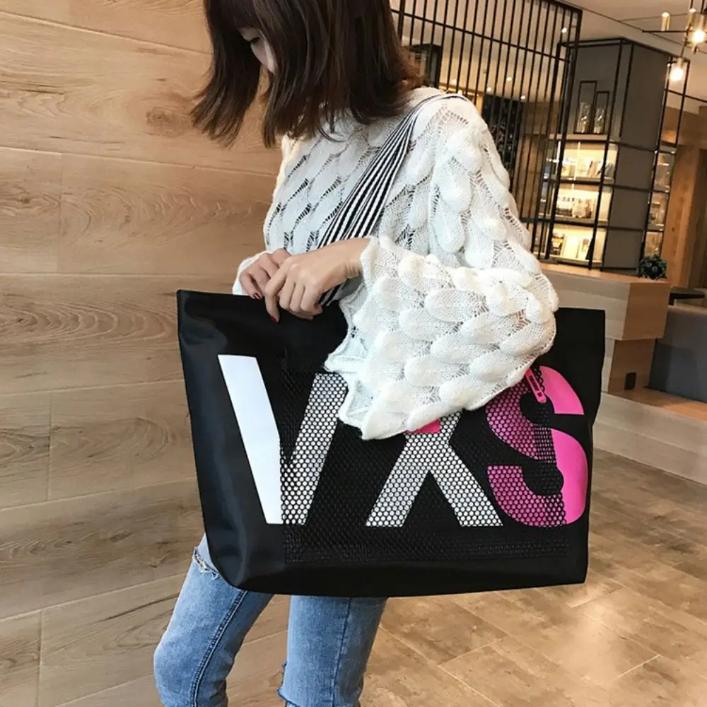 Large Capacity Beach Tote Bag Nylon Korean Style Large Capacity Tote Bag Crossbody Bag Single Shoulder Dry Wet Separation Bag