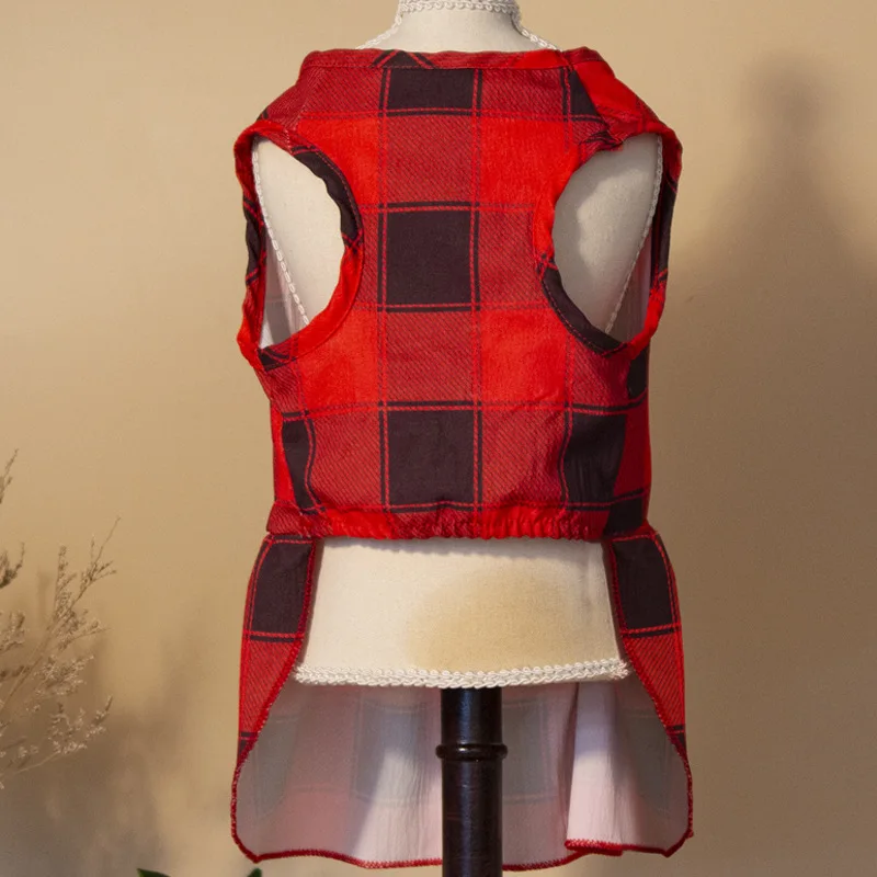 Plaid Print Big Bow Skirt Summer Dog Beach Princess Dress Pet Clothes for Small Medium Dogs Dog Clothes Holiday Dress Up