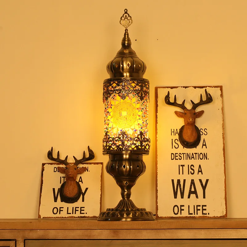 

Bohemian Turkey Colored Lamps Retro Bedroom Restaurant Hotel Bar Southeast Asia Handmade Decoration Interior Table Lamp