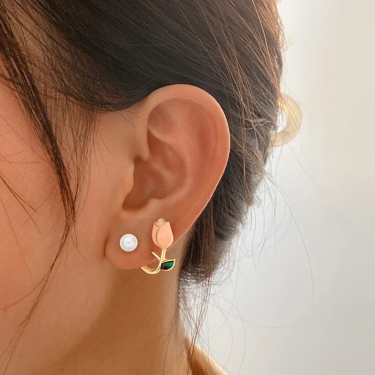 Fashion Flower Love Earrings for Women Korean Gold Color Zircon Girls Design Stud Earrings 2023 New Trendy Wedding Gifts Jewelry