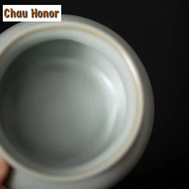 Boutique Ru Kiln Ceramic Tea Leakage Tea Separation Tea Residue Stainless Steel Filter Hole Handmade Household Tea Ceremony Gift