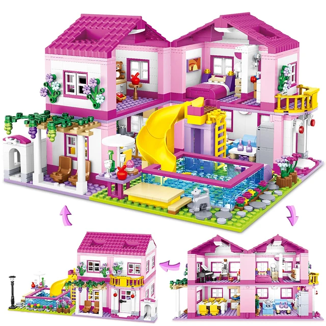 Friends City Street View House Summer Holiday Villa Castle Model Building Block Sets Figures DIY Bricks Toys for Kids Girls Gift 6