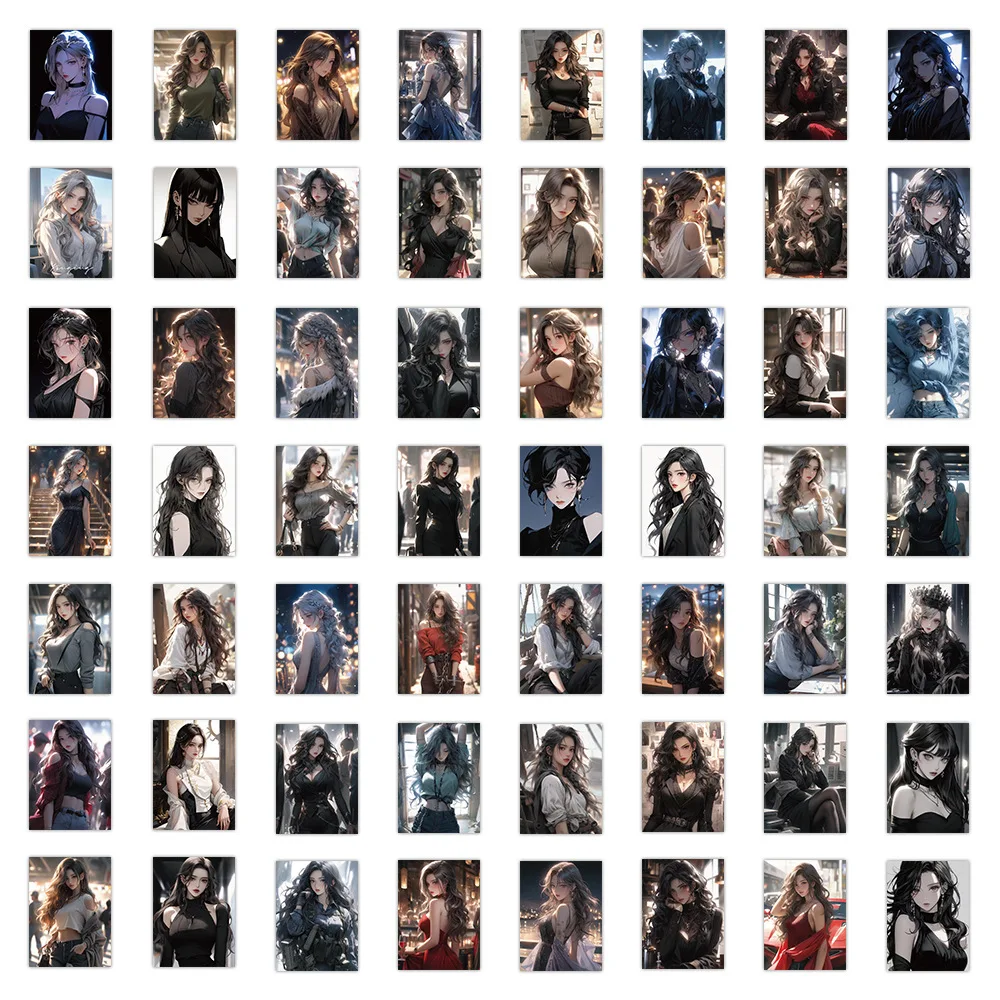 10/63Pcs Anime Ature Charming Woman Sticker Sweet Cool Girls Stickers Waterproof Skateboard Laptop Motorcycle Bike Decal