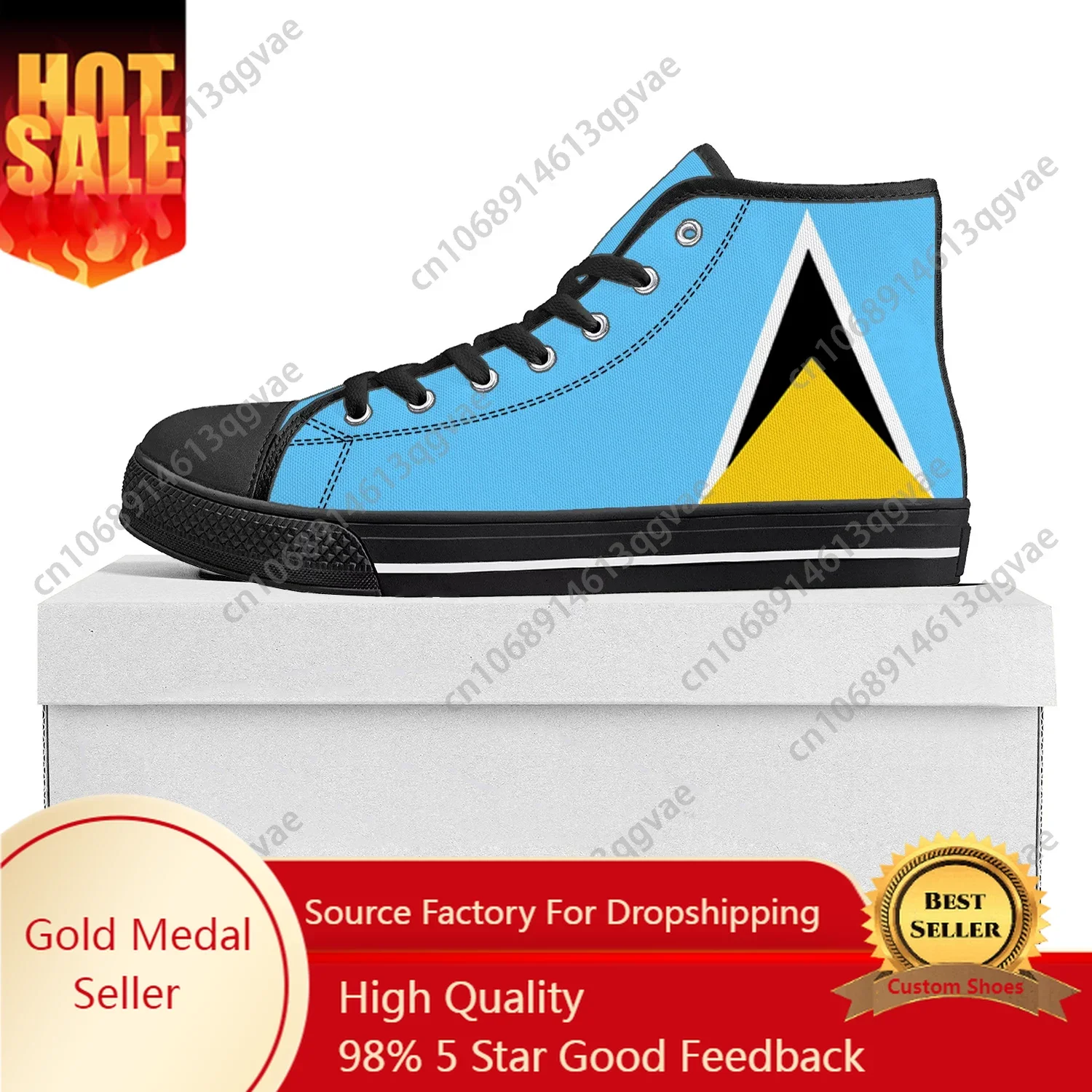 

Saint Lucia Flag High Top High Quality Sneakers Mens Womens Teenager Canvas Sneaker Saint Lucia Casual Couple Shoes Custom Shoe