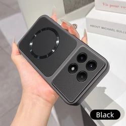 Luxury Leather Matte Magnetic Soft TPU Phone Case - Poco X8 Pro Max (Black)