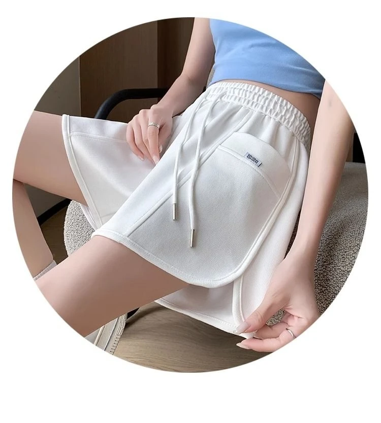 Frauen Sommer 2026 Lose Dünne Kordelzug Hot Pants Koreanische Hohe Taille Breite Bein Casual Vielseitige Sport Shorts für Outdoor Tragen – Detail 1