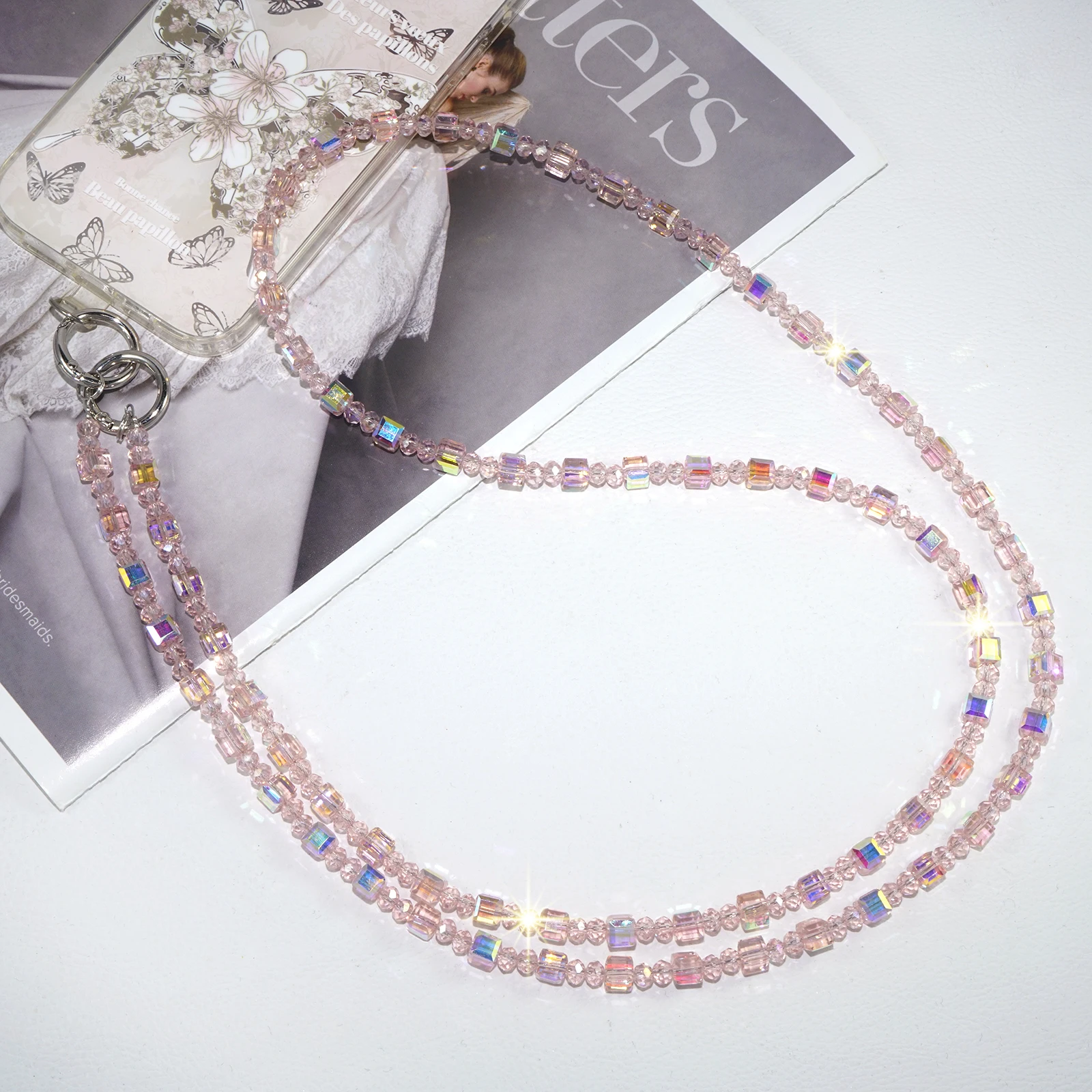 Fashion Crystal Crossbody Phone Lanyard with Leisure Neck Rope Strap