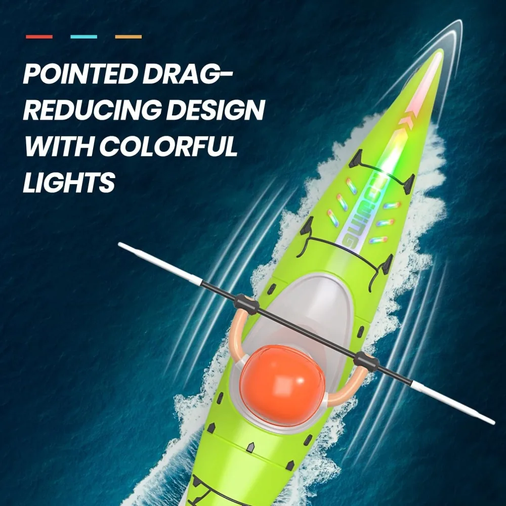 Remote Control Boat RC Kayak Boat 2.4 Ghz Remote Control Boat Toy With Colorful LED Lights For Lake Pool Gifts For Boys Girls