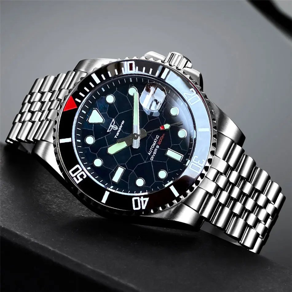 керамогранит stiles ceramic rev loep pearl 35x90 Tandorio 40mm 20ATM New Black Mother Of Pearl Dial NH35A Automatic Watch Sapphire Glass Silver Ceramic Bezel