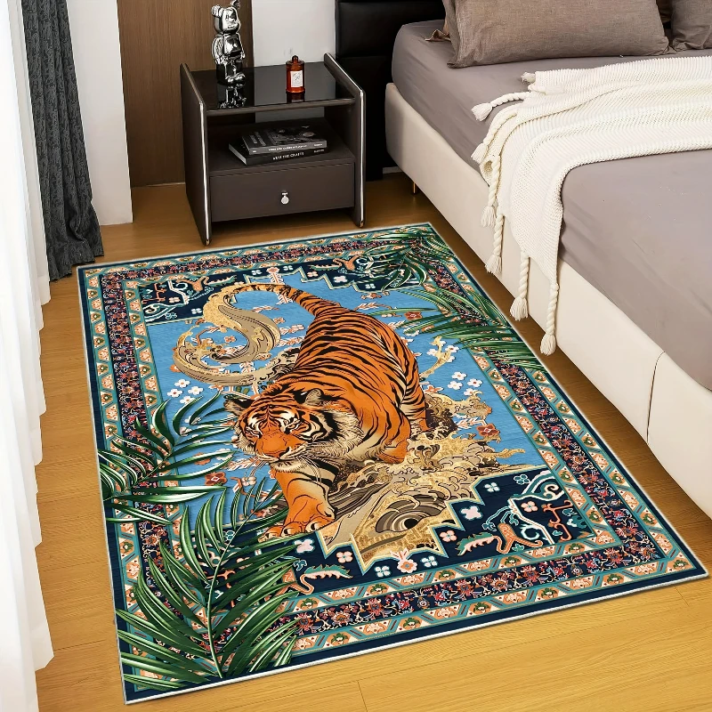 Bohemian Tiger Pattern Vintage American Ethnic Area Rug Non-Slip Carpet Machine Washable Doormat for Living Room Bedroom Kitchen 3