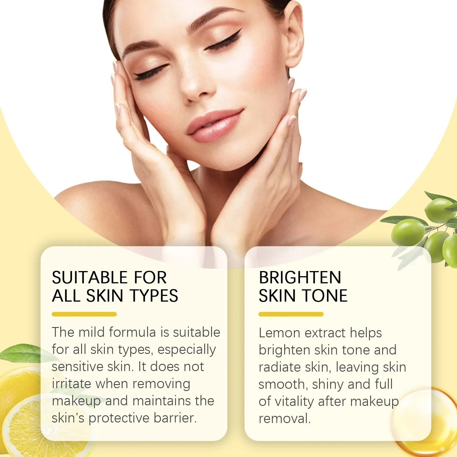 OUHOE Olive Makeup Remover Oil, Gently Moisturizing and Skin Cleansing Facial and Lip Olive Makeup Remover Oil Cleaning Tools 2