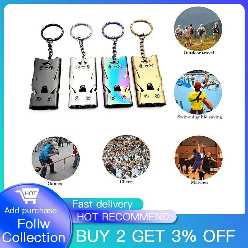 

Double Pipe Whistle Pendant Keychain High Decibel Portable Outdoor Survival Emergency Camping Tool Multifunction Whistle 1PC