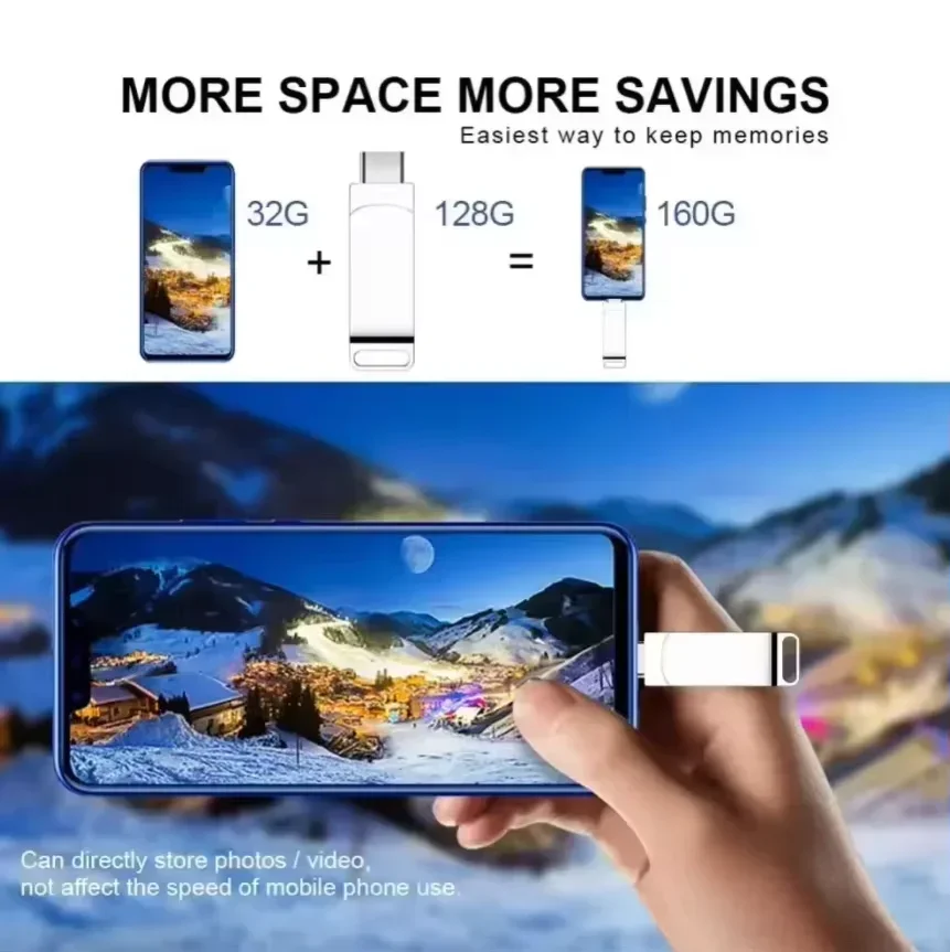 Ultra-Fast Waterproof USB 3.2 Metal Flash Drive - Dual Type-C Memory Stick for Versatile Data Transfer (256GB/512GB)