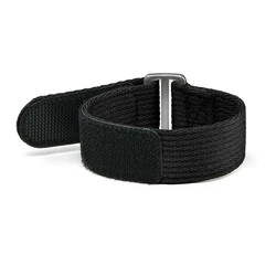 Nylon Braided Waterproof Hook Loop Fastener Watch Band - Men's Sport Universal Bracelet - S 230mm (Black)