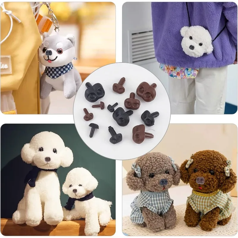 72pcs Doll Noses Plastic Crafts Nose with Washers Assorted Sizes Animal Bear Noses for Plush Stuffed Animals Crochet Puppet Dog