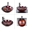 Artware Sink Bathroom Tempered Glass Vanity Round Bowl With Oil Rubber Bronze Faucet and Pop Up Drain Combo Countertop Furniture 2