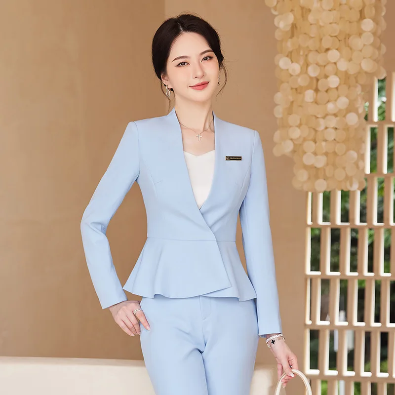 

Новый деловой костюм 2023, Женский темпераментный костюм в стиле богини, магазин ювелирных изделий впереди, спецодежда, специальный костюм, официальная одежда