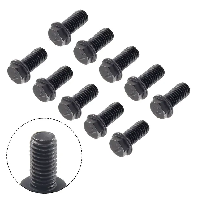 10pcs Saw Blade Bolt Black Carbon Steel M8 M7 M6 Left Hand Thread Hex Flange For Cutting Machine High Strength Hardness Tools 5