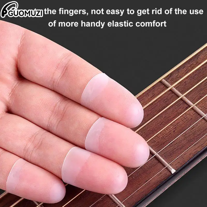 

4pcs Ultra-thin Left Hand Guitar Fingertip Protector Silicone Finger Guard Cover Hand Finger Protection Guitar Accessories