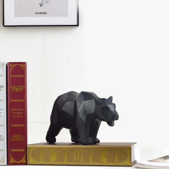 Statue d'ours en résine pour la décoration de la maison, sculpture géométrique, ornement d'animal, accessoires nordiques, artisanat moderne 4
